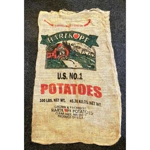 Hartkopf Burlap Potato Sacks Rustic Staging Storage Kitchen Sack Race Log Basket